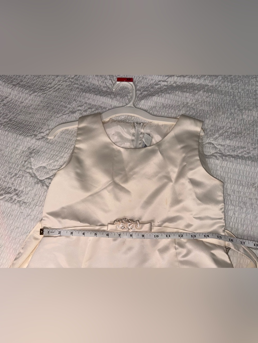 Kid's Dream Ivory Satin Flower Waist Dress